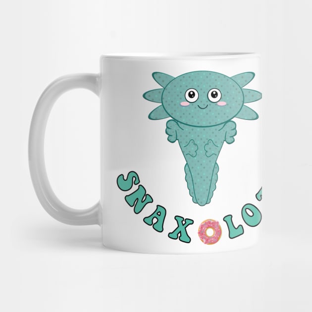 Snaxolotl Snack Lover Kawaii Axolotl Teal Aqua Polka Dot Sticker and Cute Gifts by gillys